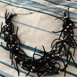 Black necklace with silver balls, 23 inches long, excellent condition